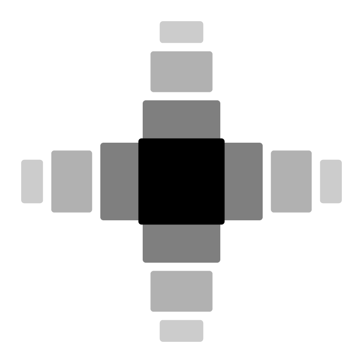 A square that is augmented to multiple squares showing how an initial idea can be easily extended